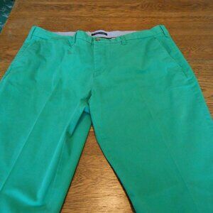 Tommy Hilfiger Pants Mens 40x32 Green Flat Front Chino Comfort Fit Straight Leg